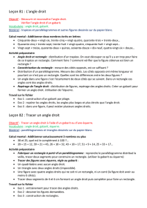 Leçon 81 : L`angle droit Objectif : Découvrir et reconnaître l`angle