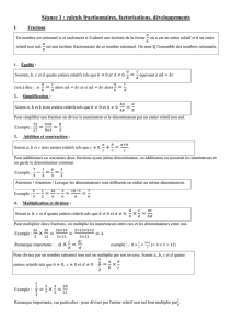 Séance 1 : calculs fractionnaires, factorisations, développements