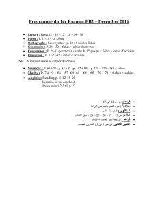 Programme du 1er Examen EB2 – Decembre 2016