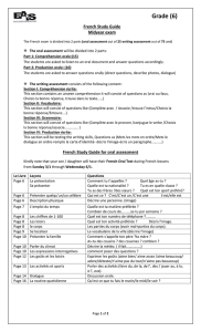 French Study Guide for writing assessment