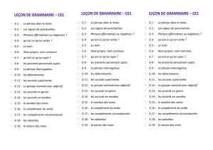 Leçon de grammaire – ce1