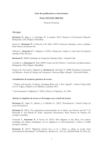 Liste des publications et interventions Projet EXCLIM, 2008