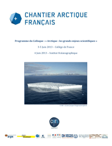 Programme du Colloque : « Arctique : les grands enjeux scientifiques