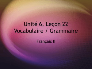Unité 6, Leçon 22 Vocabulaire / Grammaire