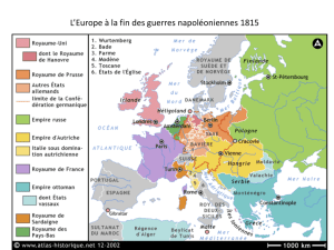 L`Europe à la fin des guerres napoléoniennes 1815