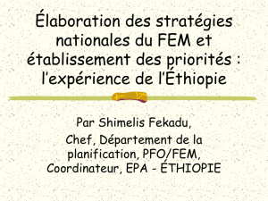 Developing National GEF Strategies and Setting Priorities:Ethiopia`s