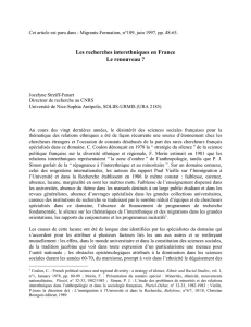 Les recherches interethniques en France Le renouveau - Hal-SHS
