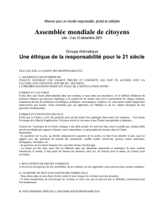 Une éthique de la responsabilité pour le 21 siècle