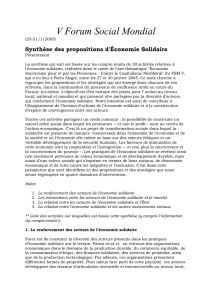 Synthèse des propositions d`Économie Solidaire