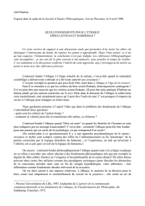 Quels fondements pour l`Ethique après Lévinas et