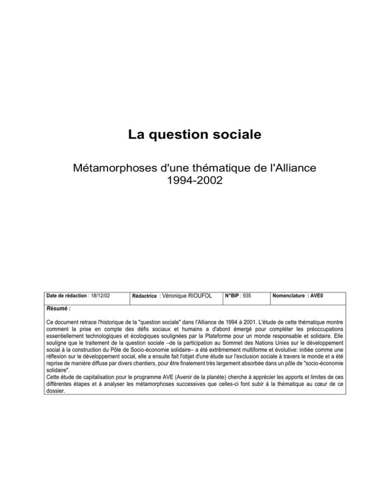 dissertation sur la question sociale