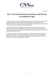 Avis n° 3 du Conseil national du numérique relatif à la taxe sur la