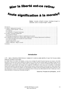 I. La liberté : fondement de la morale