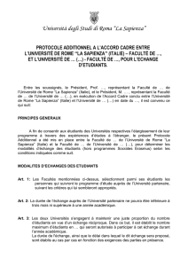 protocole additionnel a l`accord cadre entre l`université de rome