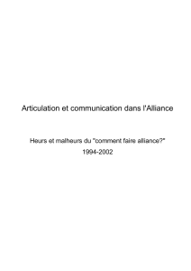 Articulation et communication dans l`Alliance
