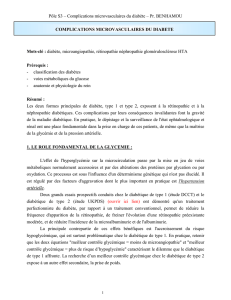 Complications microvasculaires du diabète : Rétinopathie et Néphropathie