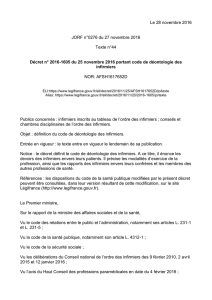 décret du 25 novembre 2016 portant code de