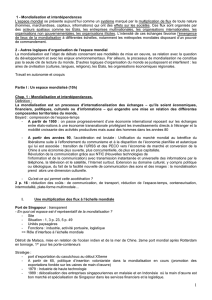 1 - Mondialisation et interdépendances L`espace mondial se