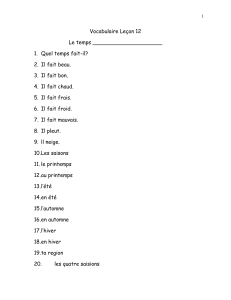 Vocabulaire Leçon 12