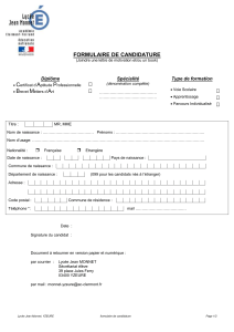 formulaire de candidature - Lycées Jean Monnet, Yzeure