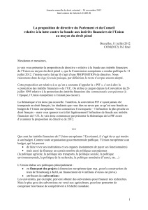 La proposition de directive relative &agrave; la lutte contre la