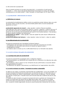 Le rôle central de la productivité