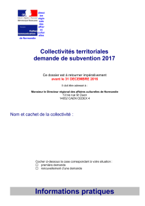 Dossier de demande de subvention 2017 pour les collectivités