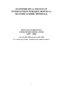 ECONOMIE DE LA France ET INTERVENTION PUBLIQUE DEPUIS