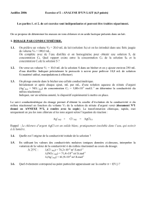 Exercice n°2 : ANALYSE D`UN LAIT 6,5 pts