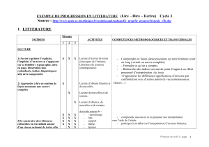 Proposition de progressions en français Cycle 3