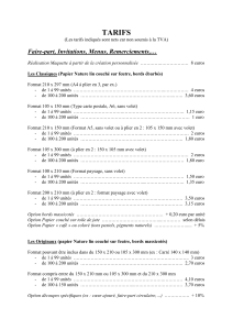 TARIFS (Les tarifs indiqués sont nets car non soumis à la TVA) Faire
