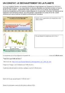 UN CONSTAT: LE RECHAUFFEMENT DE LA PLANETE