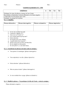 Nom : Prénom : Date : Contrôle de grammaire n°2 – CM2