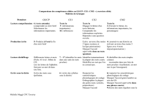 Comparaison des compétences ciblées en GS/CP- CE1