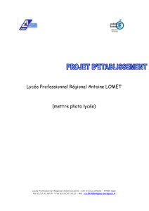 Lycée Professionnel Régional Antoine LOMET (mettre photo lycée