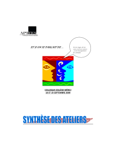 Synthèse ateliers colloque 2009