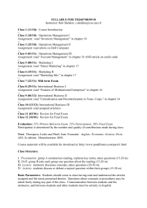 syllabus for td2607/08/09/10