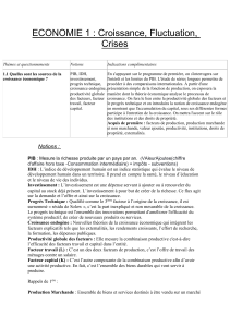 ECONOMIE 1 : Croissance, Fluctuation, Crises Thèmes et