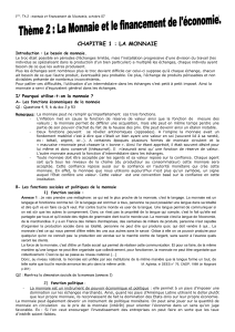 II/ Quelles sont les formes de la monnaie ? Vers une