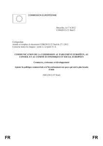 FR FR COMMUNICATION DE LA COMMISSION AU PARLEMENT