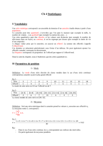 Ch 4 Statistiques I/ Vocabulaire - CDI de l`Institution Jeanne d`Arc