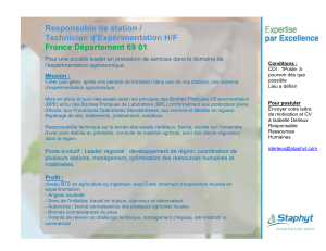Responsable de station / Technicien d`Expérimentation H/F France