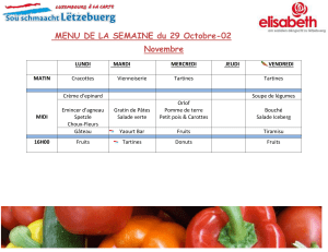 MENU DE LA SEMAINE du 29 Octobre