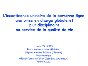 Incontinence urinaire de la PA DR L FOURNIS