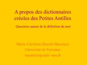A propos des dictionnaires créoles des Petites Antilles