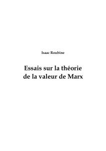 Essais sur la théorie de la valeur de Marx