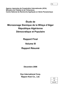 Étude de Microzonage Sismique de la Wilaya d`Alger République