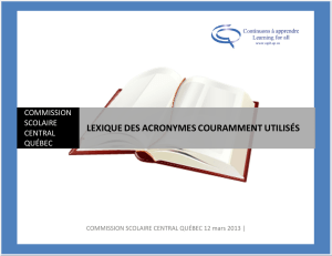 Lexique des acronymes - Accueil - Commission scolaire central