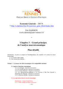 ~ Chapitre 3 – Grand principes de l`analyse macroéconomique Plan