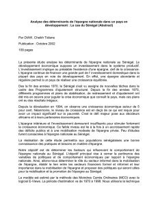 Analyse des déterminants de l`épargne nationale ....(Abstract)